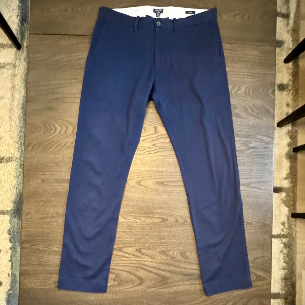 J.Crew Mens 32x32 Flex Slim Fit Navy Blue Stretch Chino Pants